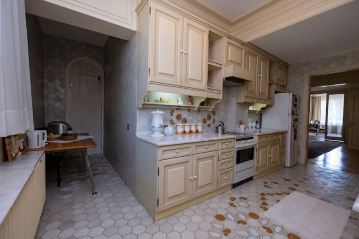 Upper level service kitchen of the villa