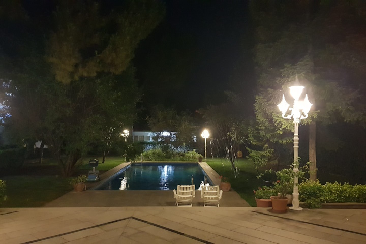 Garden lights at night
